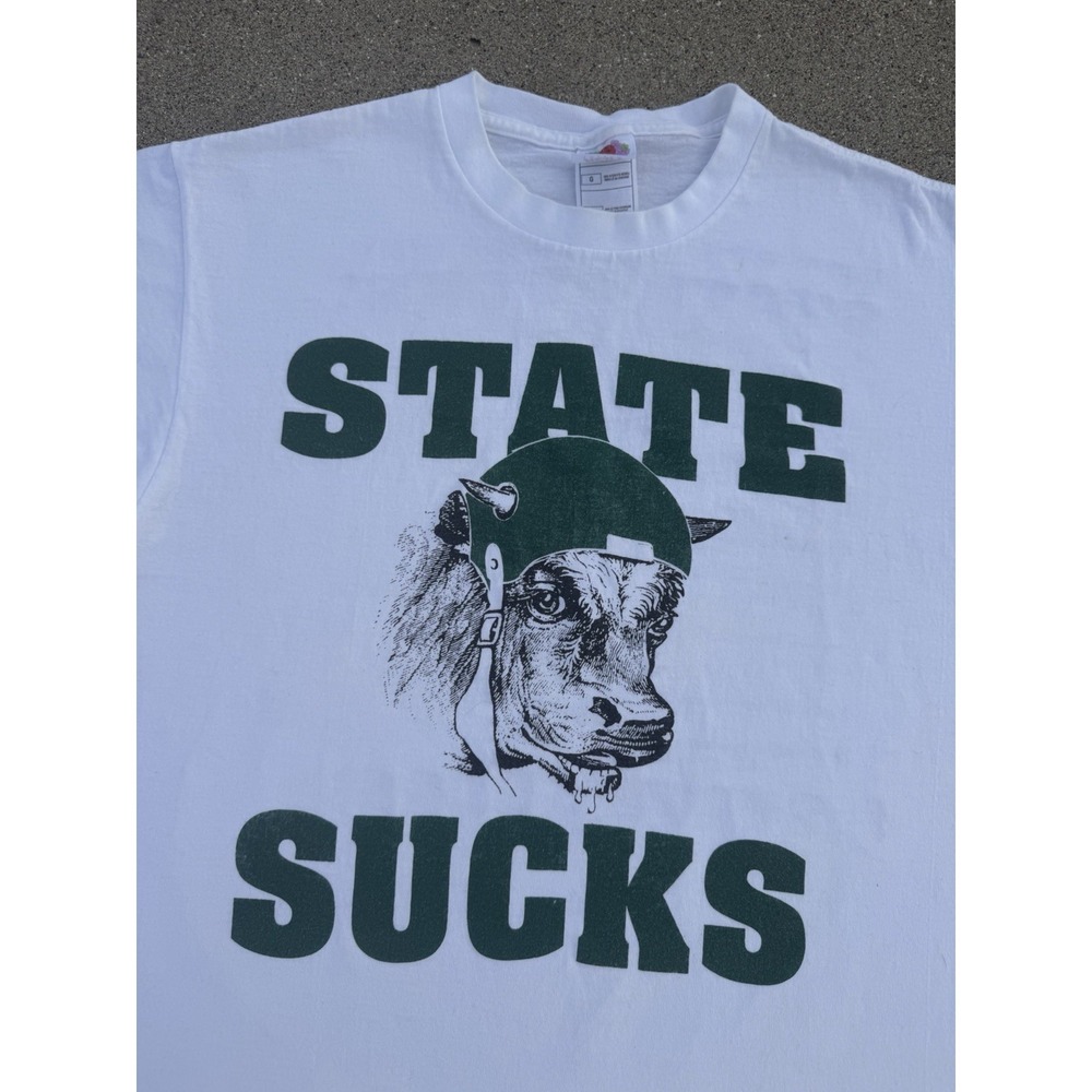 Vintage 90s 00s Michigan State Sucks College Parody T-Shirt Size Large